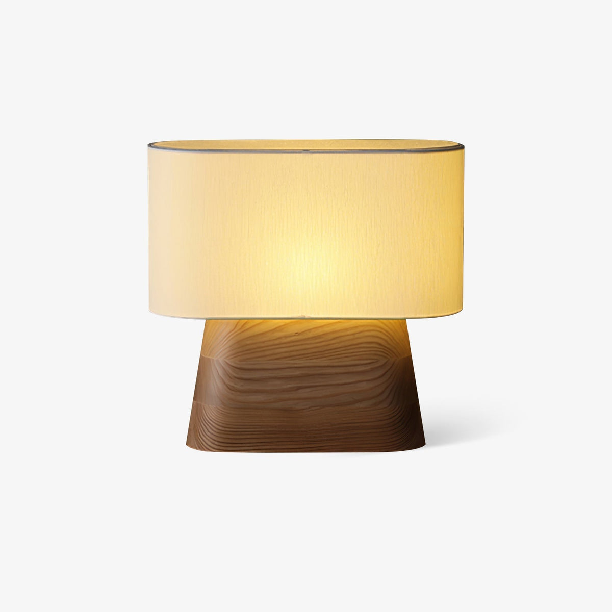 Wood Base Table Lamp Oval White Fabric Shade 14.2 in Set of 3