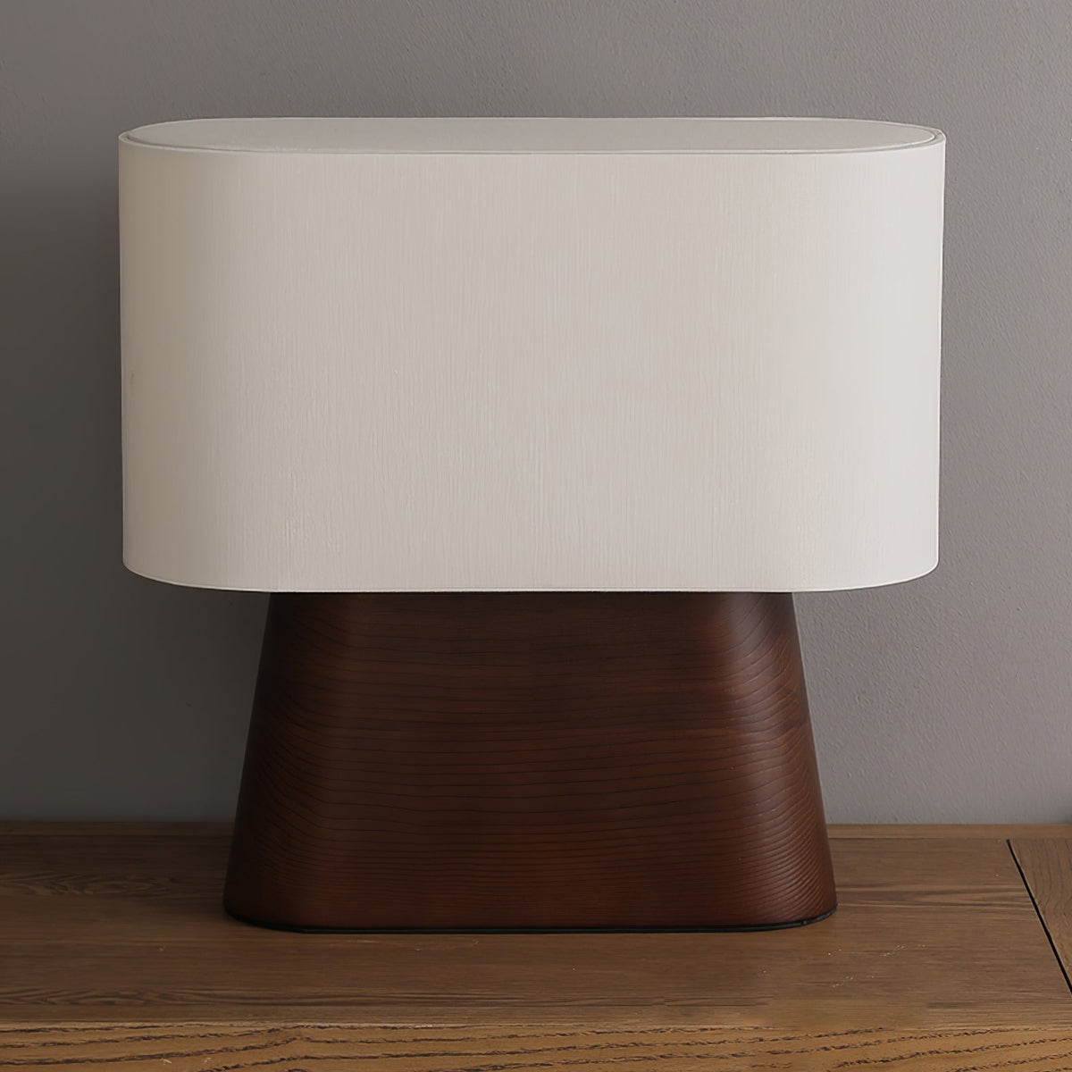 Wood Base Table Lamp Oval White Fabric Shade 14.2 in Set of 3