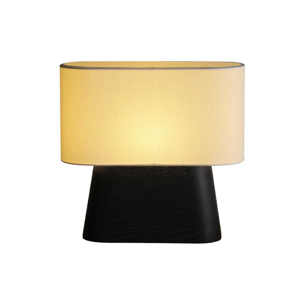 Wood Base Table Lamp Oval White Fabric Shade 14.2 in Set of 3