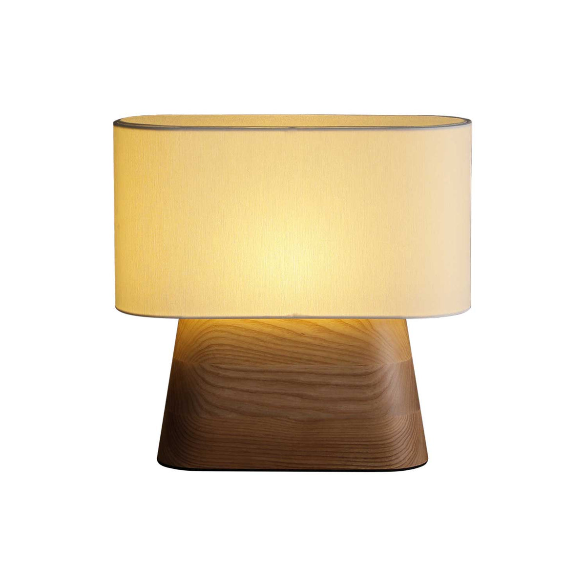 Wood Base Table Lamp Oval White Fabric Shade 14.2 in Set of 3