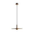 Wood Disc Pendant Light Turned Stem 17.7 in Set of 3
