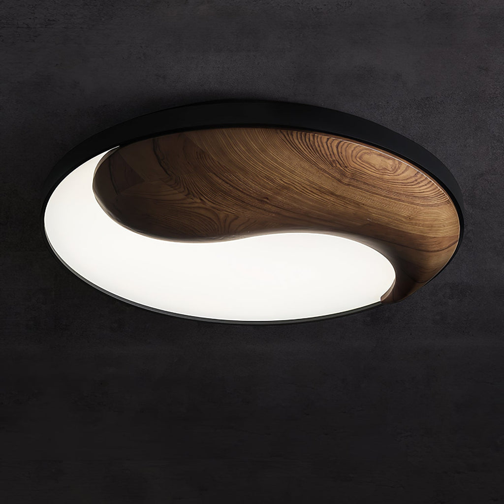 Yin and Yang Wood Flush Ceiling Light 25.6 in Set of 3